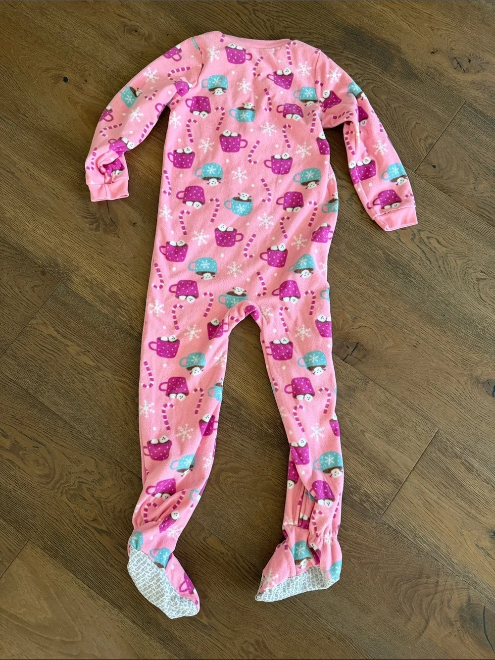 Kids Pink Holiday Mug Print One-Piece Pajamas
